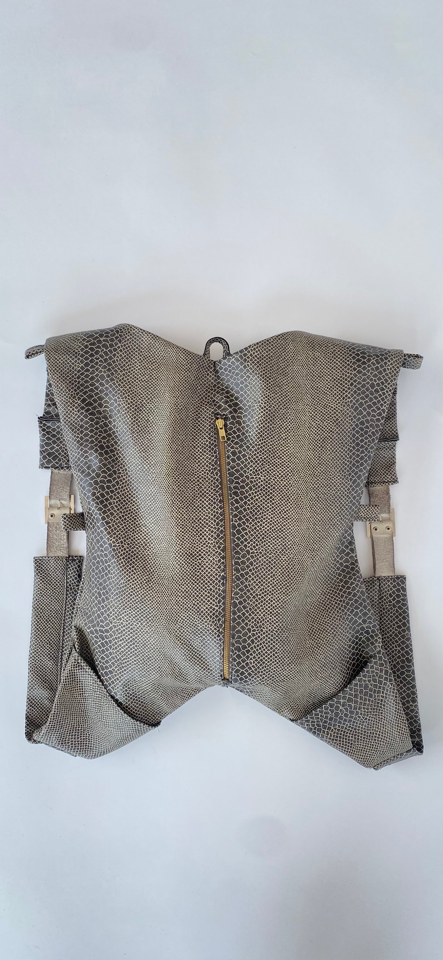 007 Snakeskin Embossed Zip Backpack